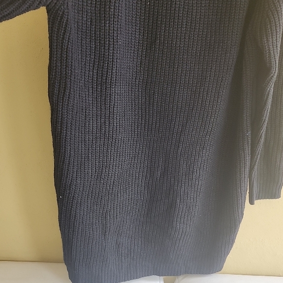 Cozy Charcoal Ribbed Knit Sweater Dress le The tape of the Belt is missin - Picture 8 of 10